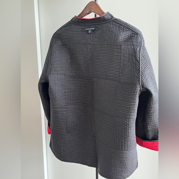 New Sam Hilus Classic 100% Silk Reversible Nehru Jacket Women's Black & Red L XL - Picture 10 of 15